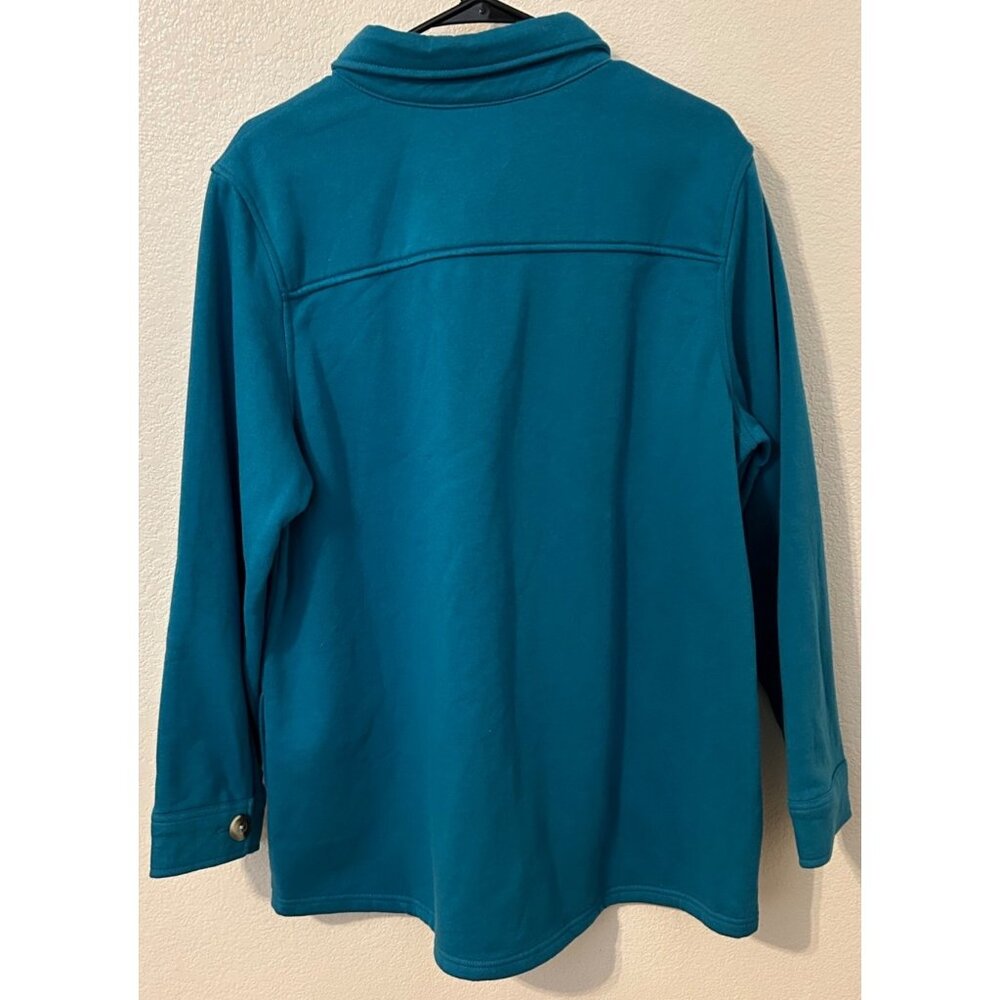 Blair Women's Teal Button-Up Long Sleeve Shirt Jacket Shacket L Cozy Warm NWOT - Picture 2 of 7